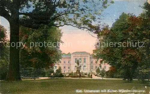 AK / Ansichtskarte Kiel Universitaet mit Kaiser Wilhelm Denkmal Kiel