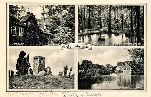 AK / Ansichtskarte Walsrode_Lueneburger_Heide Kloster Bohlenbach Hermann Loens Denkmal Kalk Walsrode_Lueneburger_Heide