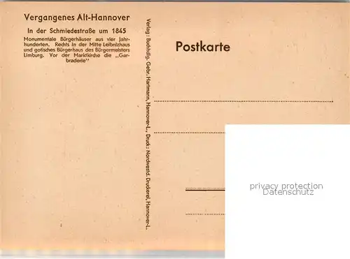 AK / Ansichtskarte Alt_Hannover Schmiedestrasse um 1845 Alt_Hannover