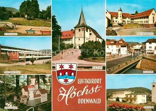 AK / Ansichtskarte Hoechst_Odenwald Evangelische Kirche Hauptstrasse Katholische Kirche Hoechst_Odenwald