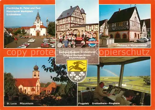 AK / Ansichtskarte Grossostheim Rathaus Bachgau Musweum Pfarrkirche St. Peter und Paul Grossostheim