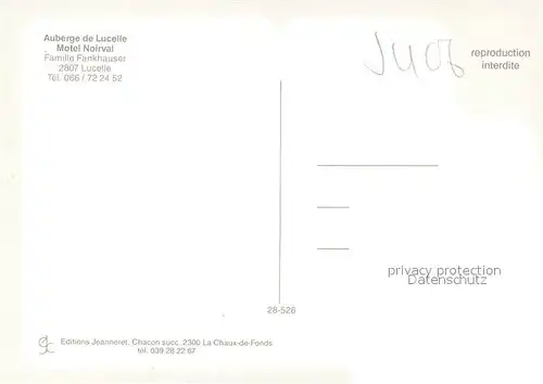 AK / Ansichtskarte Lucelle_Delemont Auberge de Lucelle Motel Noirval vue aerienne Lucelle_Delemont