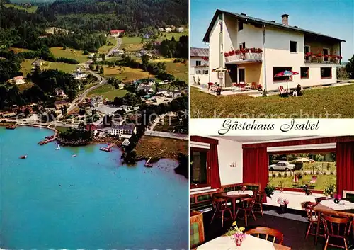 AK / Ansichtskarte Reifnitz_Woerthersee Gaestehaus Isabel Bucht Fliegeraufnahme Reifnitz Woerthersee