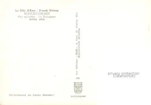 AK / Ansichtskarte Beaulieu sur Mer La Berlugane vue aerienne Beaulieu sur Mer
