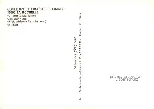AK / Ansichtskarte La_Rochelle_Charente Maritime Collection Couleurs et Lumiere de France vue aerienne La_Rochelle