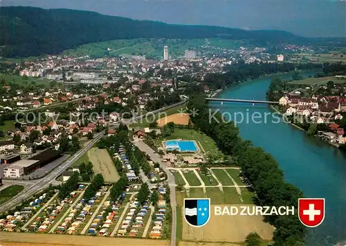 AK / Ansichtskarte Bad_Zurzach Schwimmbad Camping Oberfeld Fliegeraufnahme Bad_Zurzach