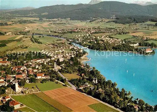 AK / Ansichtskarte Seewalchen_Attersee Schloss Kammer im Hintergrund Schaerfling Fliegeraufnahme Seewalchen Attersee