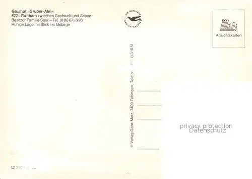 AK / Ansichtskarte Roitham_Chiemgau Gasthof Gruber Alm Roitham Chiemgau