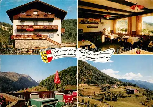 AK / Ansichtskarte Doellach_Kaernten Alpengasthof Mittnerwirt Terrasse Landschaftspanorama Alpen Doellach_Kaernten