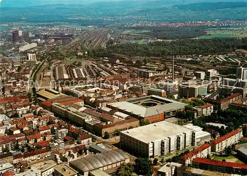 AK / Ansichtskarte Basel_BS Vordergrund Mustermesse Fliegeraufnahme Basel_BS
