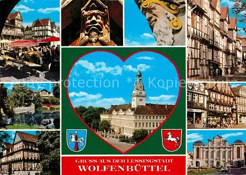 AK / Ansichtskarte Wolfenbuettel Marktplatz Altstadt Fachwerkhaeuser Schloss Wolfenbuettel