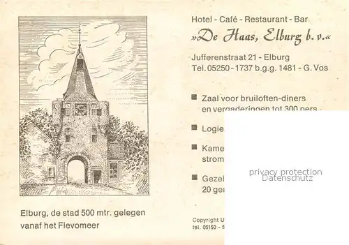 AK / Ansichtskarte Elburg Hotel De Haas Cafe Restaurant Saal Elburg