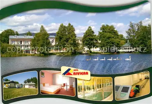 AK / Ansichtskarte Nova_Role Hotel Riviera Hallenbad Kegelbahn Schwaene Nova_Role
