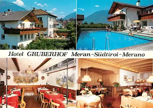 AK / Ansichtskarte Meran_Merano Hotel Gruberhof Gastraeume Swimmingpool Meran Merano