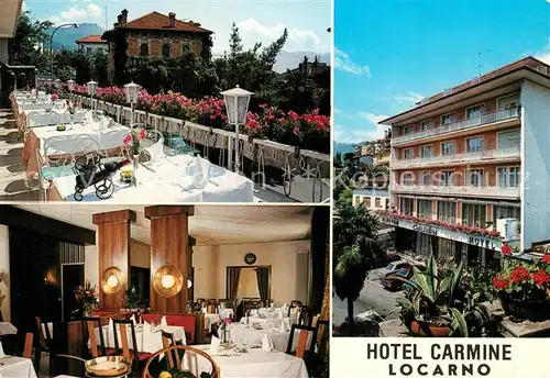 AK / Ansichtskarte Locarno_TI Hotel Carmine Terrasse Gaststube Locarno_TI