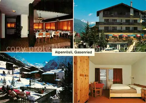 AK / Ansichtskarte Gasenried Hoteel Restaurant Alpenroesli Gastraum Zimmer Gasenried