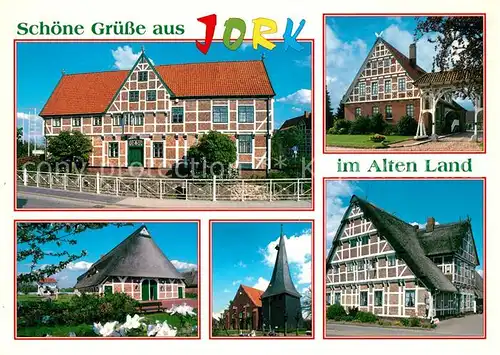 AK / Ansichtskarte Jork Fachwerkhaeuser Kirche Jork