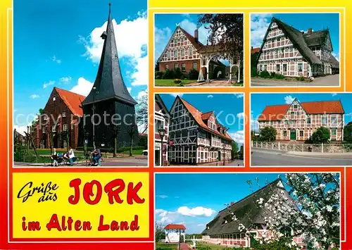 AK / Ansichtskarte Jork Kirche Fachwerkhaeuser Jork