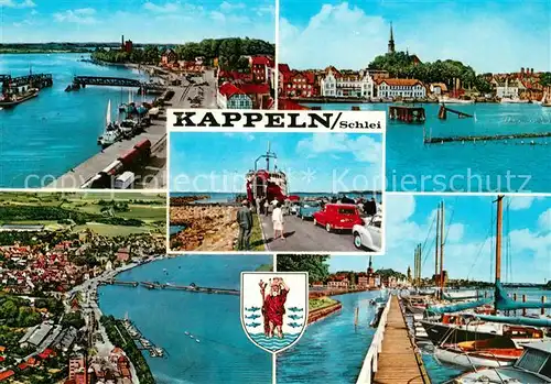 AK / Ansichtskarte Kappeln_Schlei Fliegeraufnahme Hafen Panorama Autofaehre Kappeln_Schlei