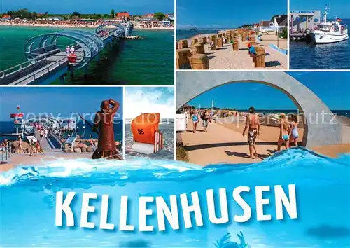 AK / Ansichtskarte Kellenhusen_Ostseebad Seebruecke Strand Faehrschiff  Kellenhusen_Ostseebad