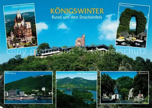 AK / Ansichtskarte Koenigswinter Schloss Drachenburg Petersberg Rhoendorf Insel Nonnenwerth Koenigswinter