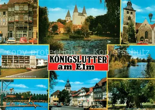 AK / Ansichtskarte Koenigslutter_Elm Haus Nack Kaiserdom Stadtkirche Lutterteich Kaiser Lothar Linde Koenigslutter Elm