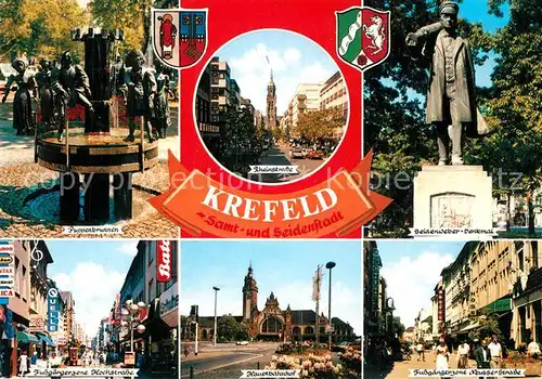 AK / Ansichtskarte Krefeld Puppenbrunnen Seidenweber Denkmal Hauptbahnhof  Krefeld