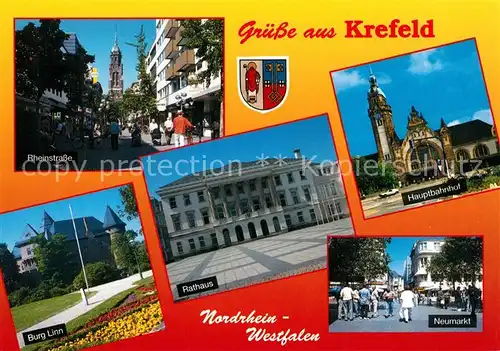 AK / Ansichtskarte Krefeld Rheinstrasse Neumarkt Rathaus Burg Linn Hauptbahnhof Krefeld