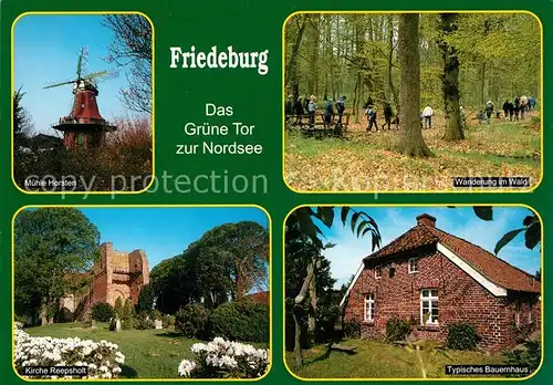 AK / Ansichtskarte Friedeburg_Ostfriesland Bauernhaus Kirche Reepsholt Muehle Horsten Friedeburg_Ostfriesland