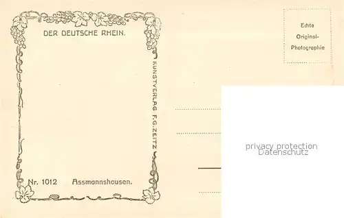 AK / Ansichtskarte Foto_Zeitz_F.G._Nr. 1012 Assmannshausen Foto_Zeitz_F.G._Nr.