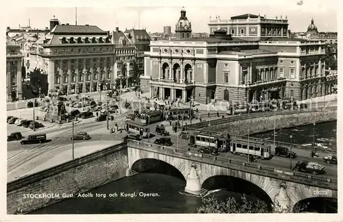 AK / Ansichtskarte Strassenbahn Stockholm Gust Adolfs torg Operan Strassenbahn