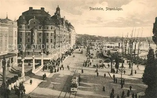 AK / Ansichtskarte Strassenbahn Stockholm Strandvaegen Strassenbahn