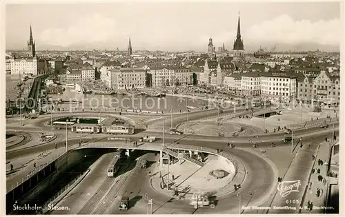 AK / Ansichtskarte Strassenbahn Stockholm Slussen Strassenbahn