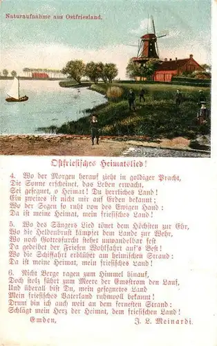 AK / Ansichtskarte Liederkarte Ostfriesisches Heimatlied  Liederkarte