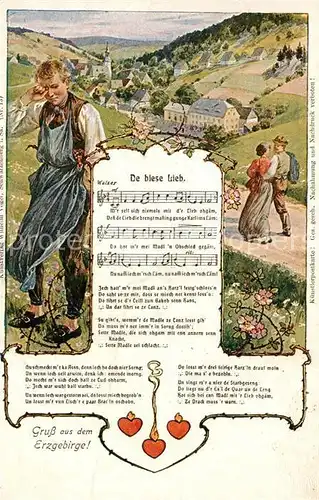 AK / Ansichtskarte Liederkarte De biese Lieb Erzgebirge Liederkarte