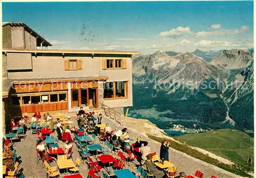 AK / Ansichtskarte Arosa_GR Terrasse Weisshorngipfel Restaurant Arosa_GR