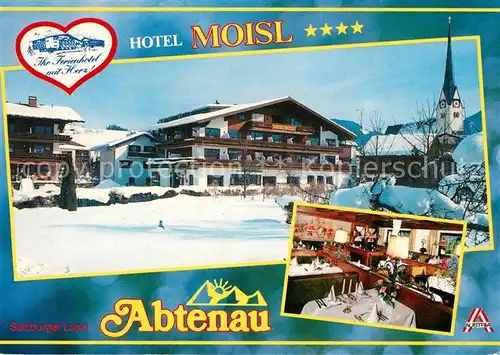 AK / Ansichtskarte Abtenau Hotel Moisl Restaurant Kirche Winterimpressionen Abtenau