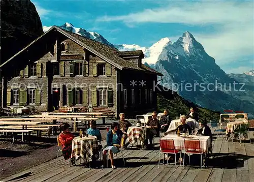 AK / Ansichtskarte Grindelwald Berghotel Grosse Scheidegg Terrasse Moench Eiger Berner Alpen Grindelwald