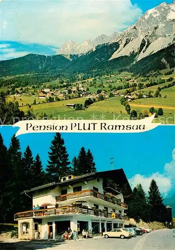 AK / Ansichtskarte Ramsau_Dachstein_Steiermark Pension Plut Kaufhaus Landschaftspanorama Dachsteingebirge Ramsau_Dachstein