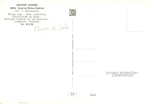 AK / Ansichtskarte Unterinn_am_Ritten_Suedtirol Gasthof Wunder Kirche Unterinn_am