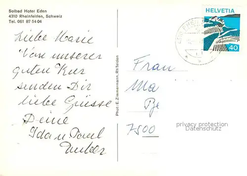 AK / Ansichtskarte Rheinfelden_Baden Solbad Hotel Eden Rheinfelden_Baden