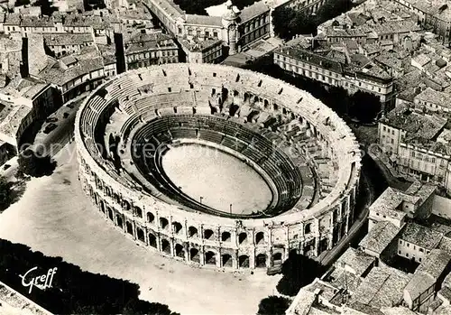 AK / Ansichtskarte Nimes Vue aerienne Les Arenes Nimes