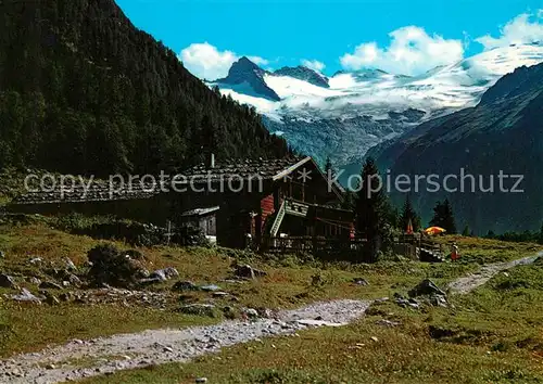 AK / Ansichtskarte Habachtal Alpengasthof Enzian mit Habachkees und Schwarzkopf Habachtal