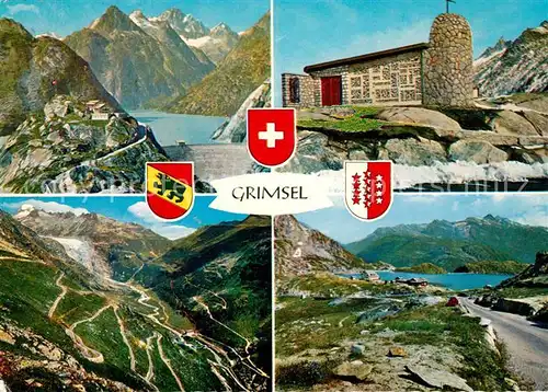 AK / Ansichtskarte Grimsel_Passhoehe Panorama mit Tea Room Post und Bazar Grimsel Passhoehe