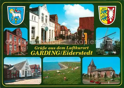 AK / Ansichtskarte Eiderstedt Kirche Windmuehle Rathaus Stadtansicht Strand Eiderstedt