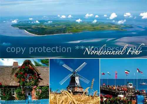 AK / Ansichtskarte Insel_Foehr Windmuehle Seebruecke Fliegeraufnahme Insel_Foehr