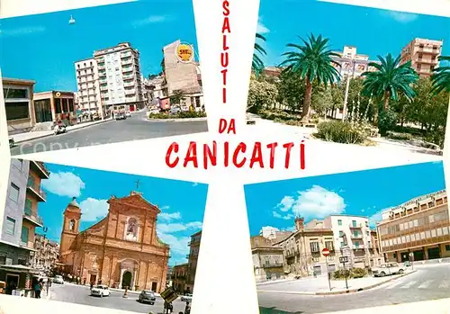 AK / Ansichtskarte Canicattini_Bagni Teilansichten Kirche Palmen Canicattini Bagni