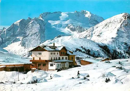 AK / Ansichtskarte Cortina_d_Ampezzo Passo di Falzarego Berghotel Restaurant Marmolada Winterpanorama Dolomiten Cortina_d_Ampezzo
