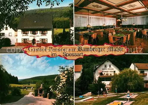 AK / Ansichtskarte Kleinkahl Gasthof Pension Zur Bamberger Muehle Minigolf Landschaftspanorama Kleinkahl