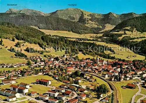 AK / Ansichtskarte Oberstaufen Schrothkurort Allgaeuer Alpen Fliegeraufnahme Oberstaufen